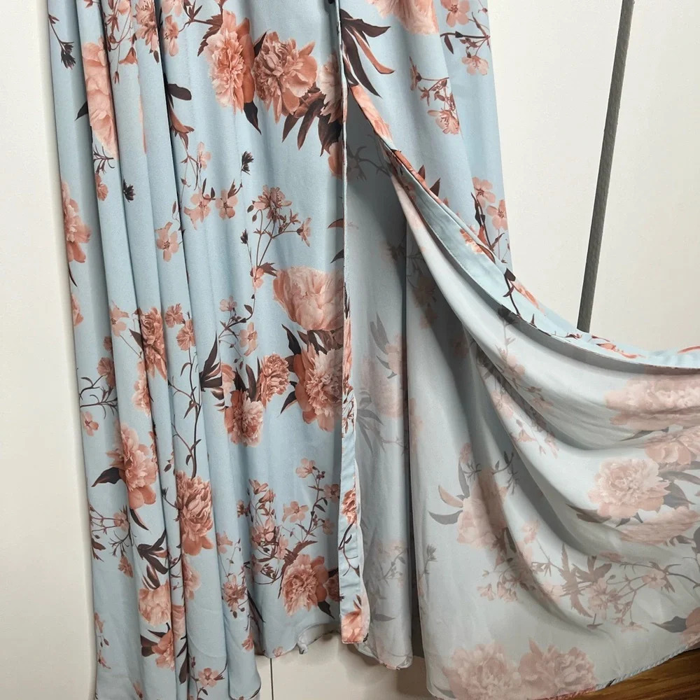 Fame and Partners - The Orianna Maxi - Blue Floral Long sleeve Dress- US 0 - RTR - Picture 8 of 12